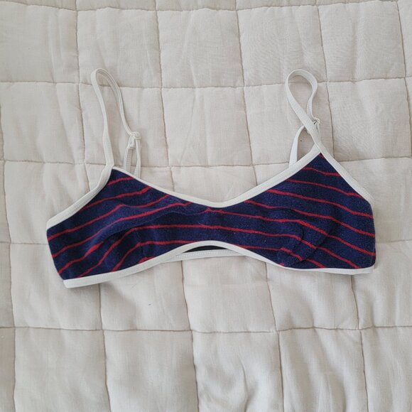Red Striped Navy Bikini Top - Picture 1 of 3